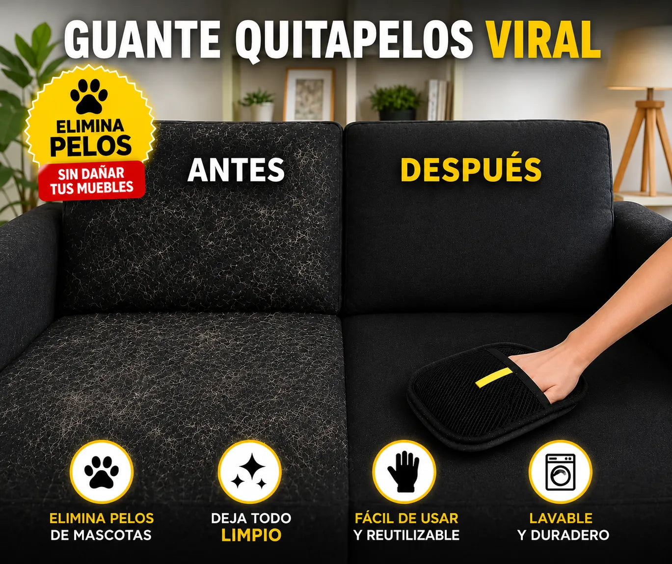 Guante Quitapelos Para Mascotas michis y perritos