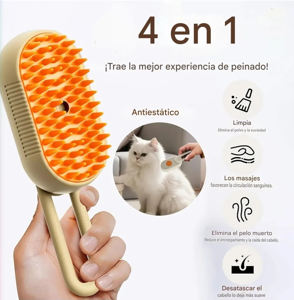Cepillo A Vapor Perros Gatos Peine Masajeador Saca Pelos