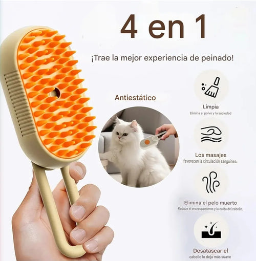Cepillo A Vapor Perros Gatos Peine Masajeador Saca Pelos